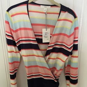 1901 Coral Multi Amy Stripe Wrap Sweater